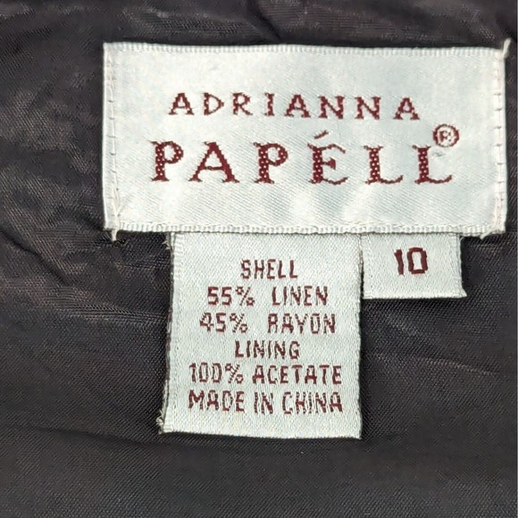 Adrianna Papell 10 Linen Blend Black White Blue Floral Sleeveless Midi Dress - Picture 12 of 13